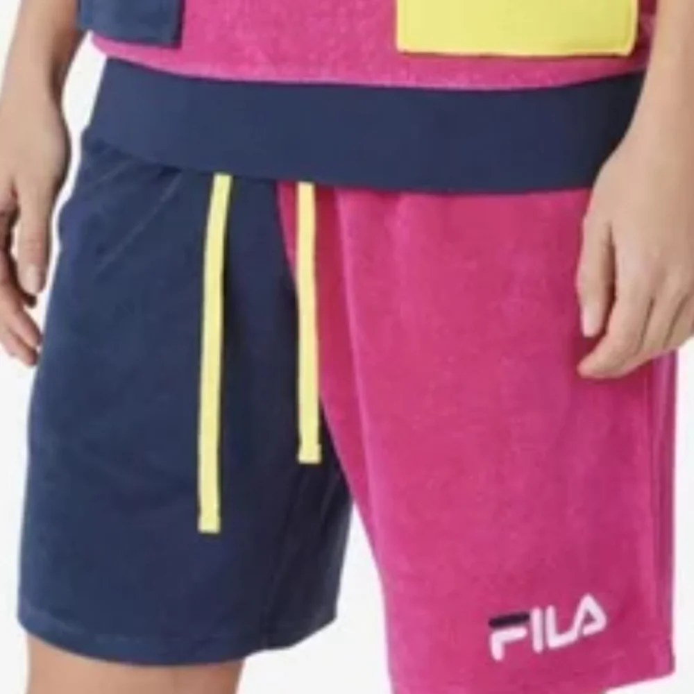 XL NWT FILA Analu Terry Polo & Kalili Shorts Towel Cloth Pink Blue Yellow